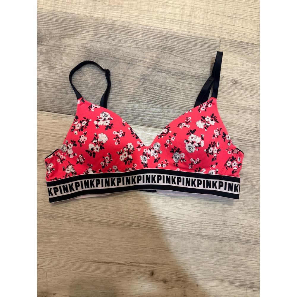 PINK Victoria's Secret Wireless Bra‎ – Coral Floral Print